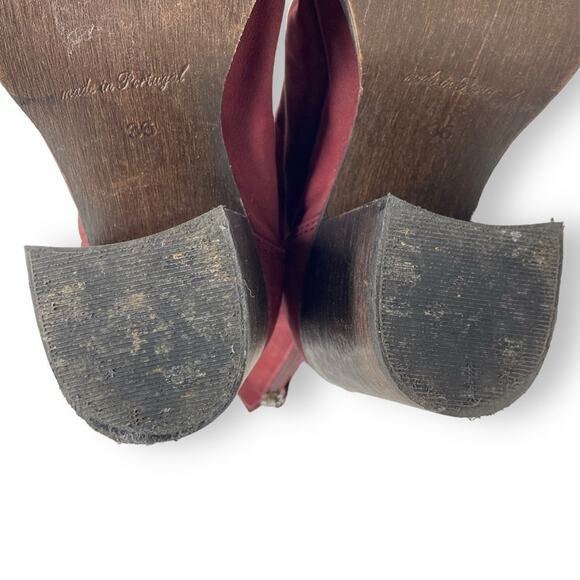 Free People Elle Block Heel Nobuck Slouchy Boots In Bordeaux Women’s Size 36 - Picture 7 of 10